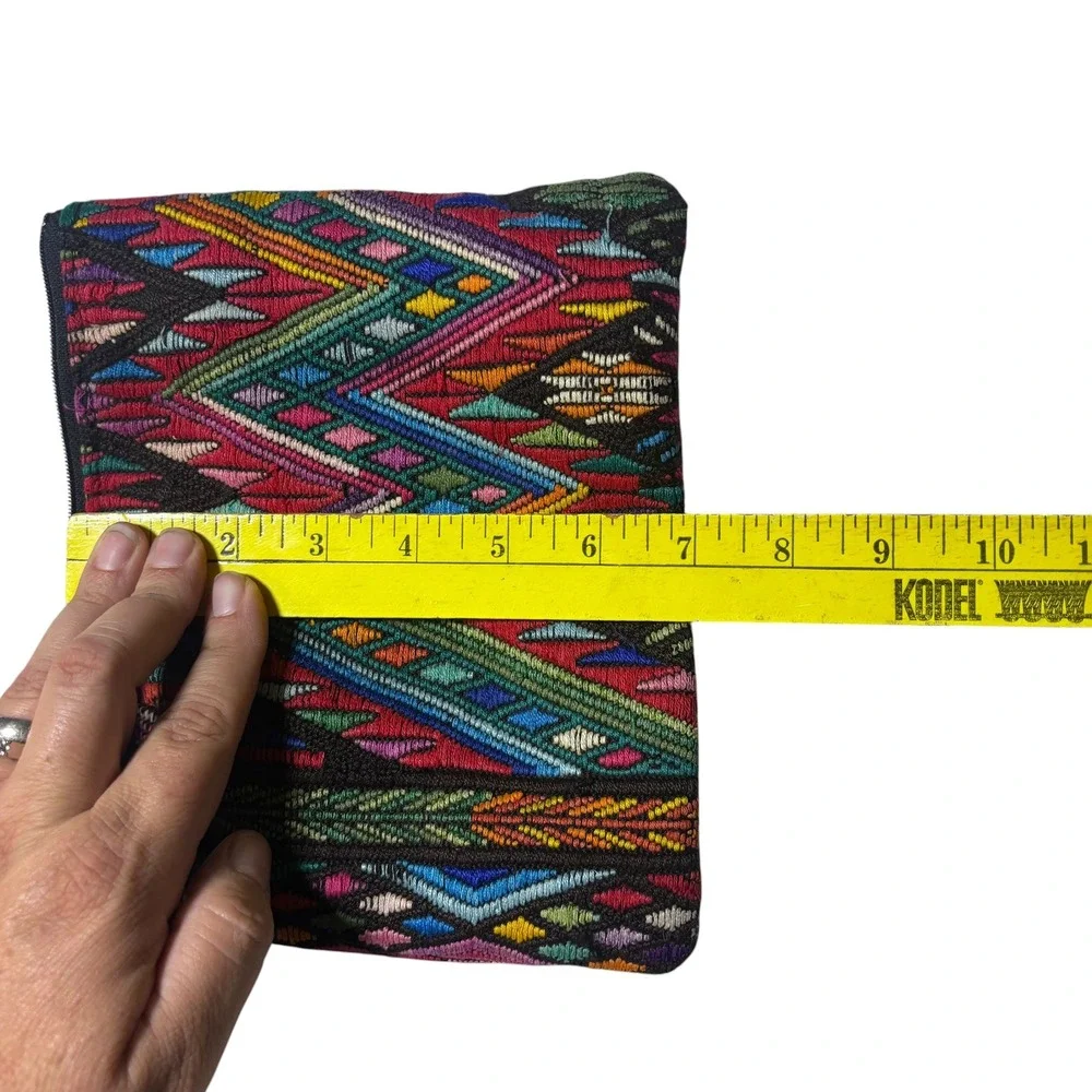 Handmade Upcycled Makeup Bag Huipil Pouch Multicolor Guatemalan